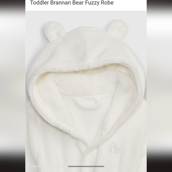 BABY Gap soft Brannan bear fuzzy robe white 12-18 months - Picture 2 of 8